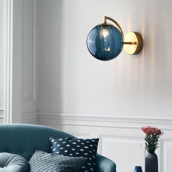 Luminária de parede Wokex Aisle Color Glass Ball Stined Glass Blue Imagem de Luminária de parede Wokex Aisle Color Glass Ball Stined Glass Blue