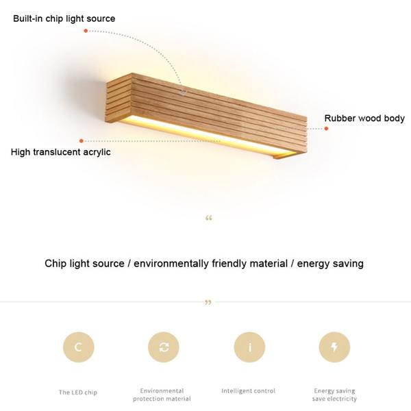 Luminária de parede Wokex Bedroom Bedroom Bedroom 6W LED de madeira maciça (luz quente) Imagem de Luminária de parede Wokex Bedroom Bedroom Bedroom 6W LED de madeira maciça (luz quente)
