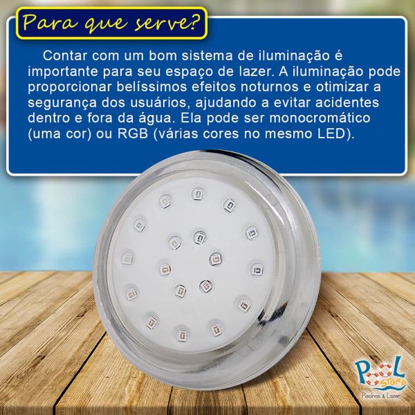 Imagem de Luminária de Piscina LED Monocromático Iluctron Borda Transparente 18w 80mm