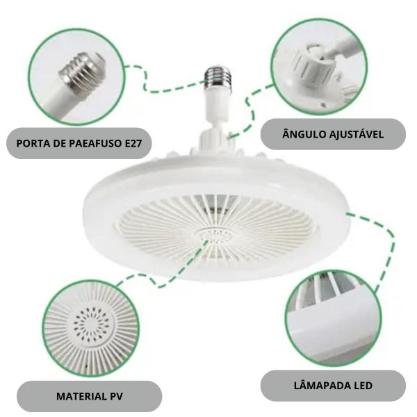 Imagem de Luminária de Teto com Ventilador LED E27 30W, Ideal para Ambientes Silenciosos e Refrescantes