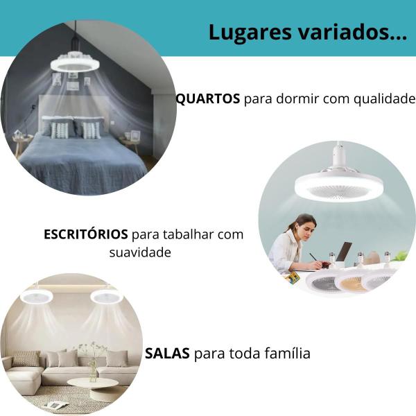 Imagem de Luminária de Teto com Ventilador LED E27 30W, Para Ambientes Com Luz Personalizada