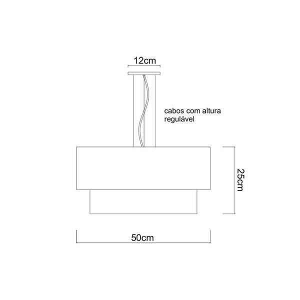 Imagem de Luminária De Teto Pendente Palha Cúpula Dupla Cru 50X25