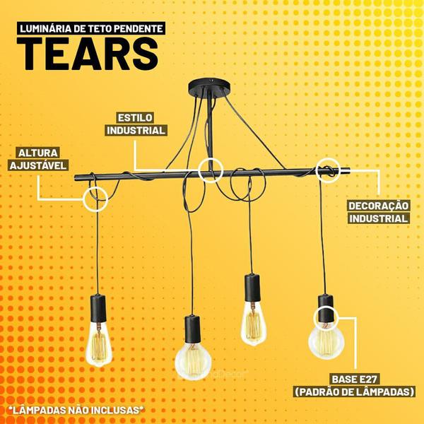 Imagem de Luminária de Teto Pendente Taschibra Tears Linear 1XE27