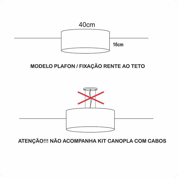 Imagem de Luminária de Teto Plafon Cúpula Dupla Linho Pérola 40x16