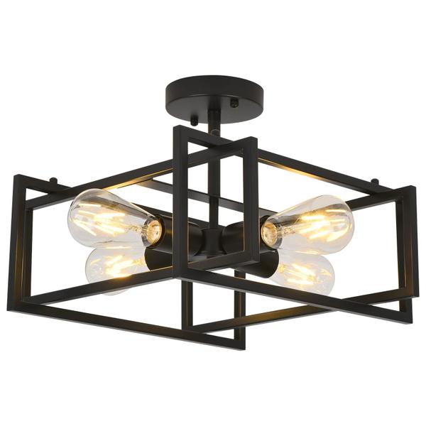 Imagem de Luminária de teto TinHon Black 4-Light Industrial