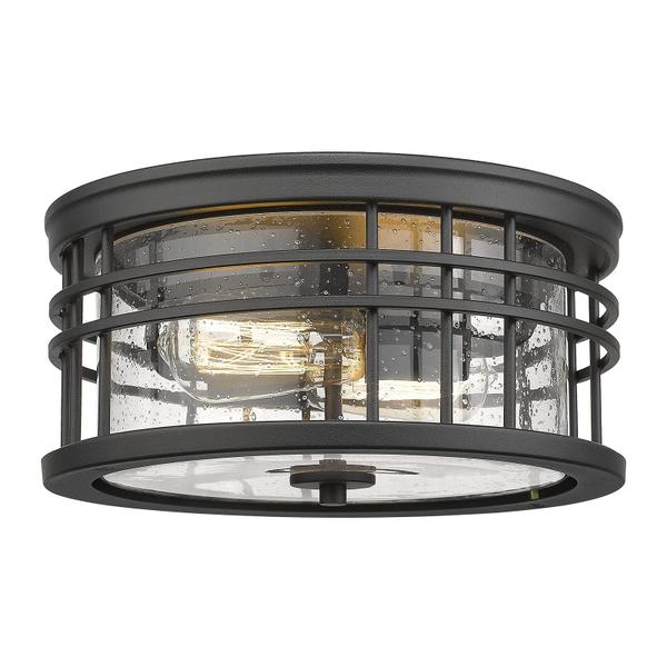 Imagem de Luminária de teto zeyu Industrial Flush Mount 30 cm com vidro semeado