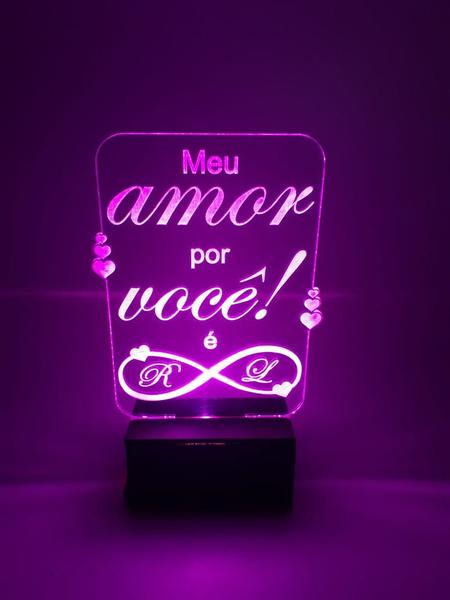 Imagem de Luminária Decorativa Abajur Led Amor Infinito Casal Personalizada c/ Iniciais