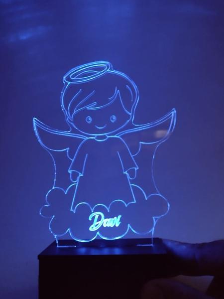 Imagem de Luminária Decorativa Abajur Led Anjinho Personalizada c Nome