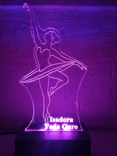 Imagem de Luminária Decorativa Abajur Led Bailarina Dançarina Personalizada c/ Nome