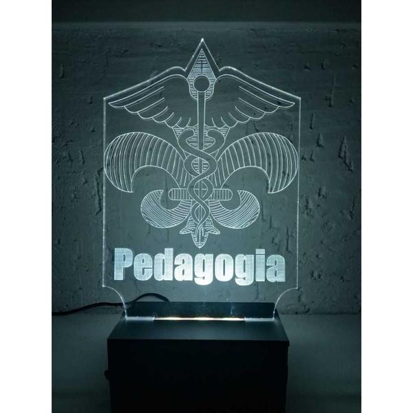 Imagem de Luminária Decorativa Abajur Led Pedagogia Professor Personalizada c/ Nome