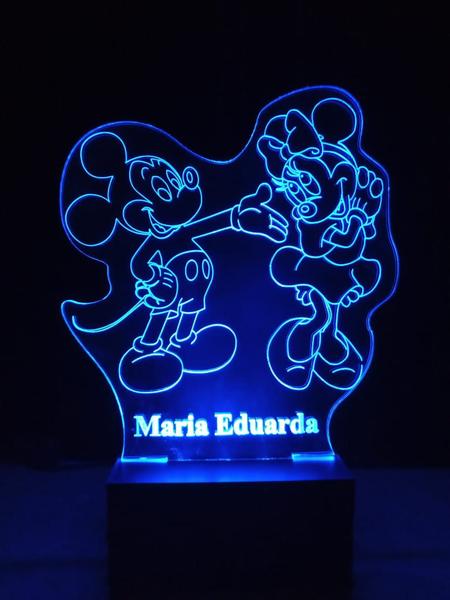 Imagem de Luminária Decorativa Infantil Abajur Led Mickey Minie Gravada c/ Nome