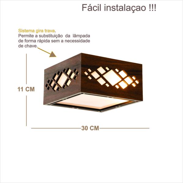 Imagem de Luminária Decorativa Madeira Plafon Pipa 30Cm