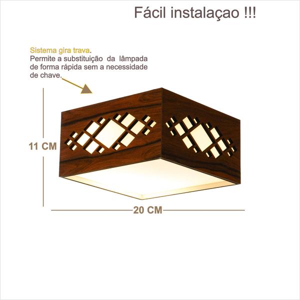 Imagem de Luminária Decorativa Madeira Plafon Pipa Lite 20Cm