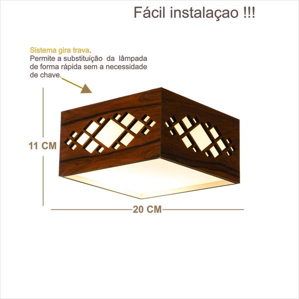 Imagem de Luminária Decorativa Madeira Plafon Pipa Lite 20cm