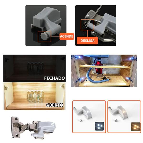 Imagem de Luminária Dobradiça Led Para Armário Sensor Automático 