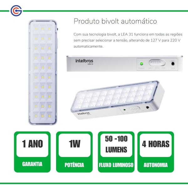 Imagem de Luminária Emergência Autônoma LEA 31 1w 30 Leds Bivolt Intelbras