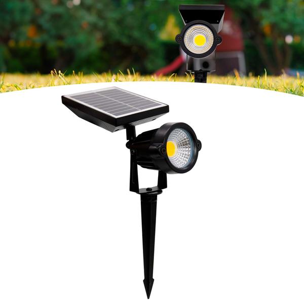 Imagem de Luminária Espeto Jardim Super Led Energia Solar 10w Quente