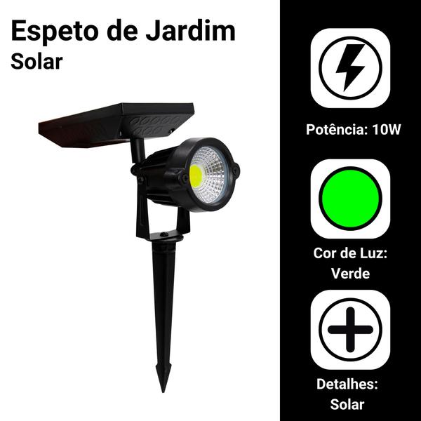 Imagem de Luminária Espeto Jardim Super Led Energia Solar 10w Verde