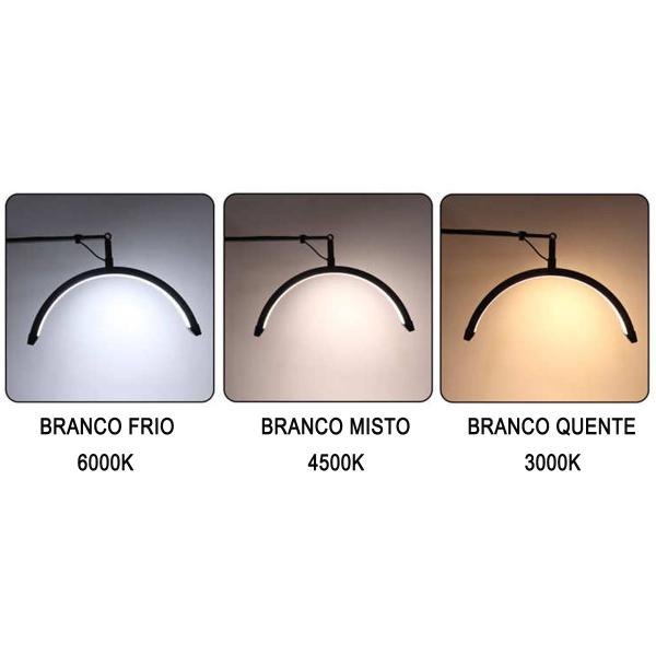 Imagem de Luminaria Estetica Spa Arco Meia Lua 3 Tons Led Suporte Celular Mesa Angulo Ajustavel Limpeza de Pele Salao de Beleza Iluminaçao