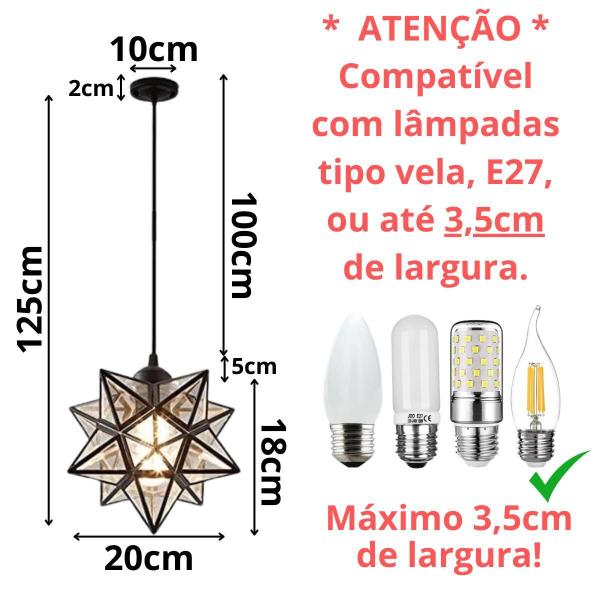 Imagem de Luminária Estrela 20Cm Lustre Pendente Plafon Teto Gimpo