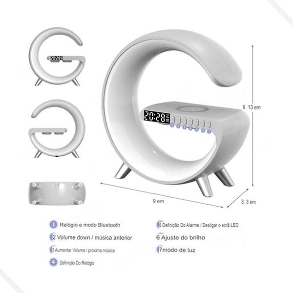 Luminária G Led Rgb Carregador Indução Relogio Despertador - Generica Imagem de Luminária G Led Rgb Carregador Indução Relogio Despertador