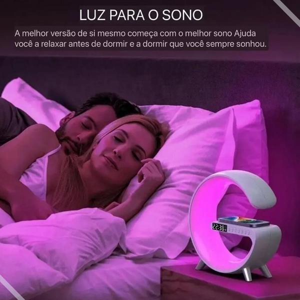 Luminária G Led Rgb Carregador Indução Relogio Despertador - Generica Imagem de Luminária G Led Rgb Carregador Indução Relogio Despertador