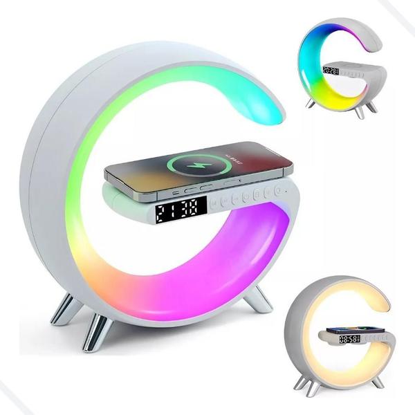 Luminária G Led Rgb Carregador Indução Relogio Despertador - Generica Imagem de Luminária G Led Rgb Carregador Indução Relogio Despertador