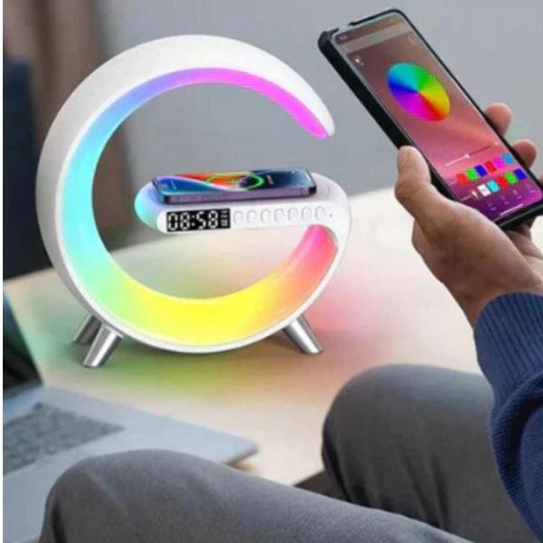 Imagem de Luminária G-Speaker RGB Som Carregador Indução Bluetooth