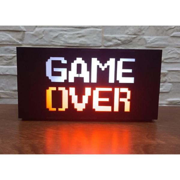 Imagem de Luminária Game Over Gamer Geek De Mesa Com Led Bivolt