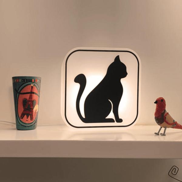 Imagem de Luminária Gato Silhueta Para Decorar e Iluminar Lâmpada Cor Branca 10010715B