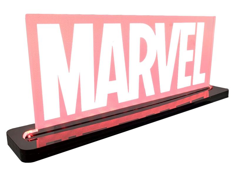 Imagem de Luminária Geek Marvel - Base Acrílico Preto - LED Vermelho