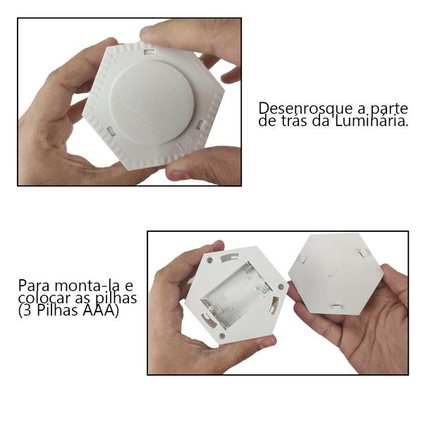 Imagem de Luminaria Hexagonal Led 5w Com Controle Kit 3 Und Iluminaçao Sala Quarto Casa Mesa Branco Frio