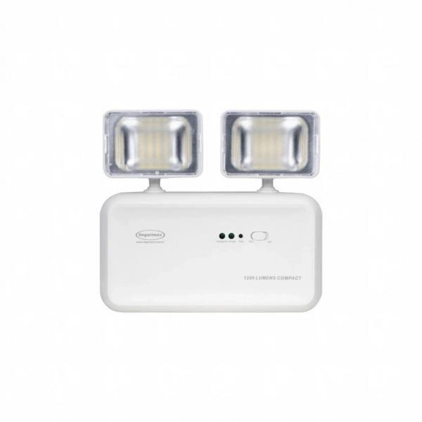 luminaria Iluminação Emergência LED Auto 1200 Lúmens 2 Faróis Compact - SEGURIMAX Imagem de luminaria Iluminação Emergência LED Auto 1200 Lúmens 2 Faróis Compact