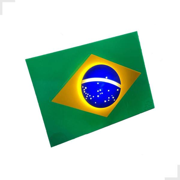 Imagem de Luminária iluminada parede - Bandeira do Brasil - decoração Copa do mundo