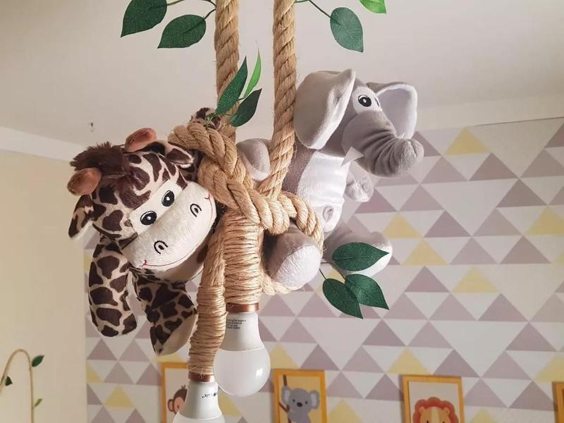 Imagem de Luminária Infantil Casal De Pelúcias Safari Elefante Girafa