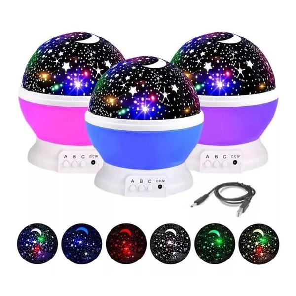 Imagem de Luminária Infantil De Quarto Mesa Galáxia Lua Giratório 360 127V/220V