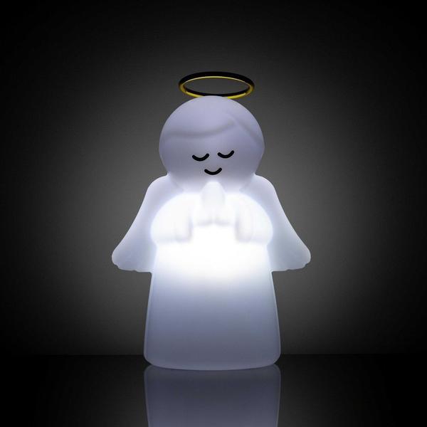 Imagem de Luminária Infantil DecorFun Anjo da Guarda com Lâmpada LED Abajur Anjinho Quarto Bebê Presente