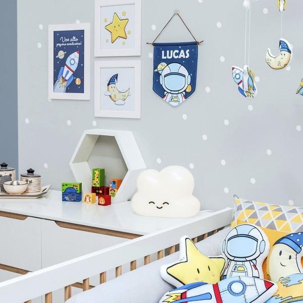 Imagem de Luminária Infantil Nuvem Branca DecorFun Bivolt Abajur para Quarto do Bebê Presente Menino Menina