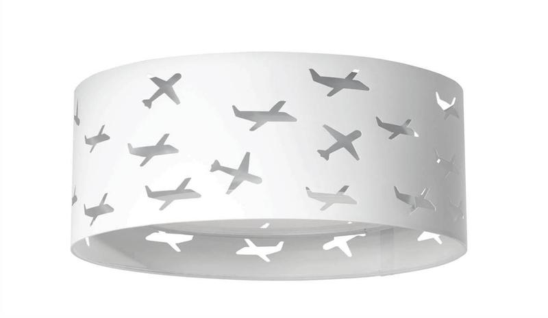 Luminária Infantil Plafon Aviões Duplo 50X16Cm Cinza - Tom luz Imagem de Luminária Infantil Plafon Aviões Duplo 50X16Cm Cinza