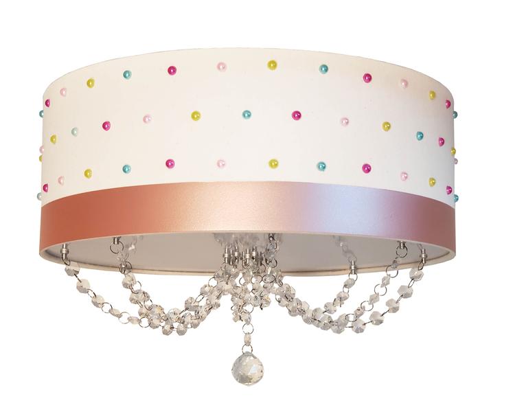 Luminária Infantil Plafon Pérolas Coloridas 50x15 Branco - Tom Luz Imagem de Luminária Infantil Plafon Pérolas Coloridas 50x15 Branco