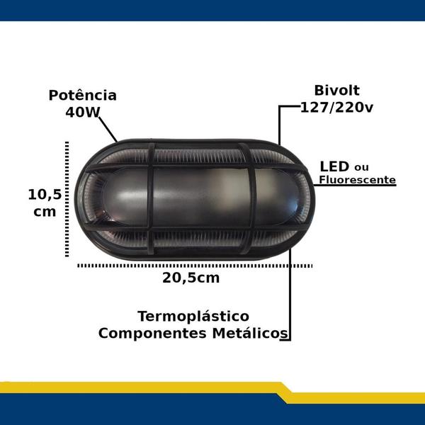 Imagem de Luminaria jardim Arandela Tartaruga Externas bivolt Lampada LED Fluerecente Preta