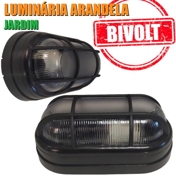 Imagem de Luminaria jardim Arandela Tartaruga Externas bivolt Lampada LED Fluerecente Preta