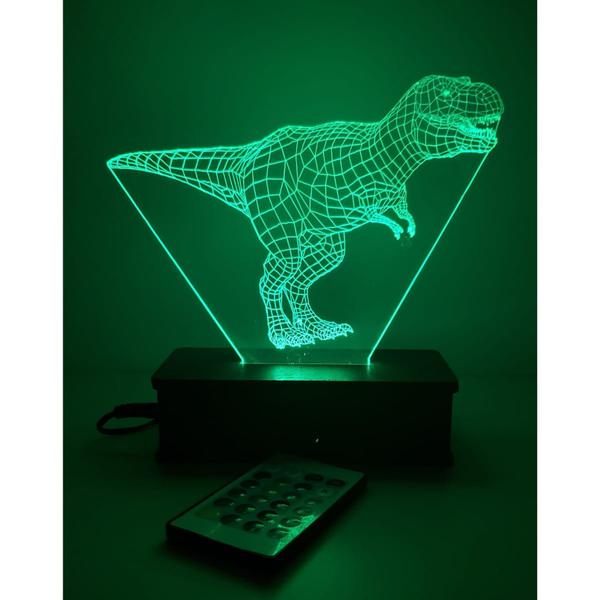 Imagem de Luminária Led, 16 cores, Abajur, 3D, T Rex, Decoração, Dinossauro, Tiranossauro