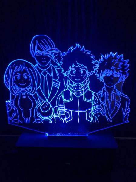 Imagem de Luminária Led 16 cores, Boku No Hero, Bakugo, Izuku, Ochaco, Tenya, Anime, Decoração, Geek, Presente