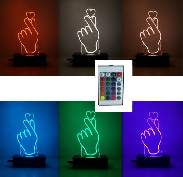 Luminária led 16 cores Coração Coreano Decoração Quarto - Avelar Criações Imagem de Luminária led 16 cores Coração Coreano Decoração Quarto