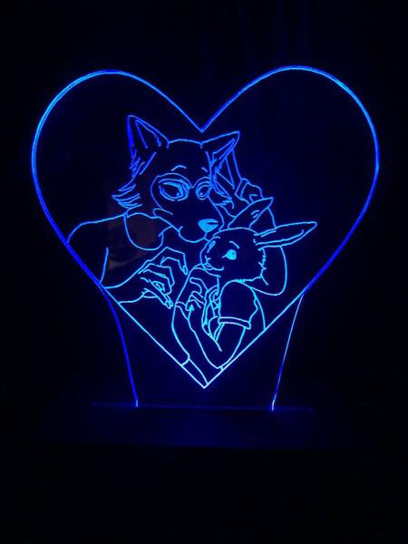 Imagem de Luminaria Led 16 Cores, Legoshi E Haru, Beastars Anime