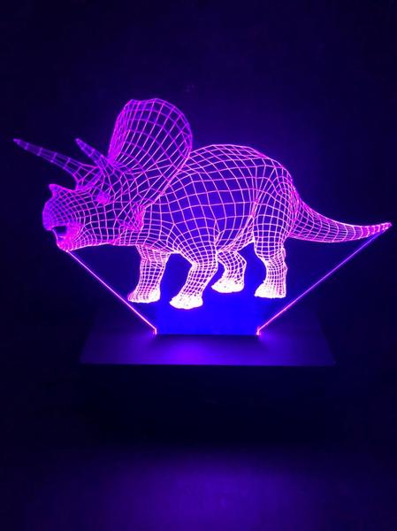 Imagem de Luminária Led 16 Cores, Tricerátops, Dinossauro, Decoração, Abajur