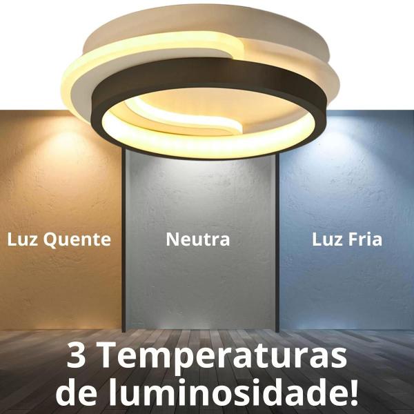 Imagem de Luminária LED 25cm Lustre Plafon Teto 36W Gimpo KJGD-351-PRETO