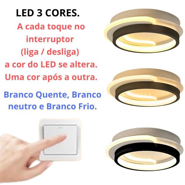 Imagem de Luminária Led 25Cm Lustre Plafon Teto 36W Gimpo