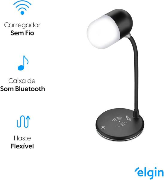 Imagem de Luminária Led 3 Em 1 Lumiplay Bluetooth Carregador Indução- Elgin